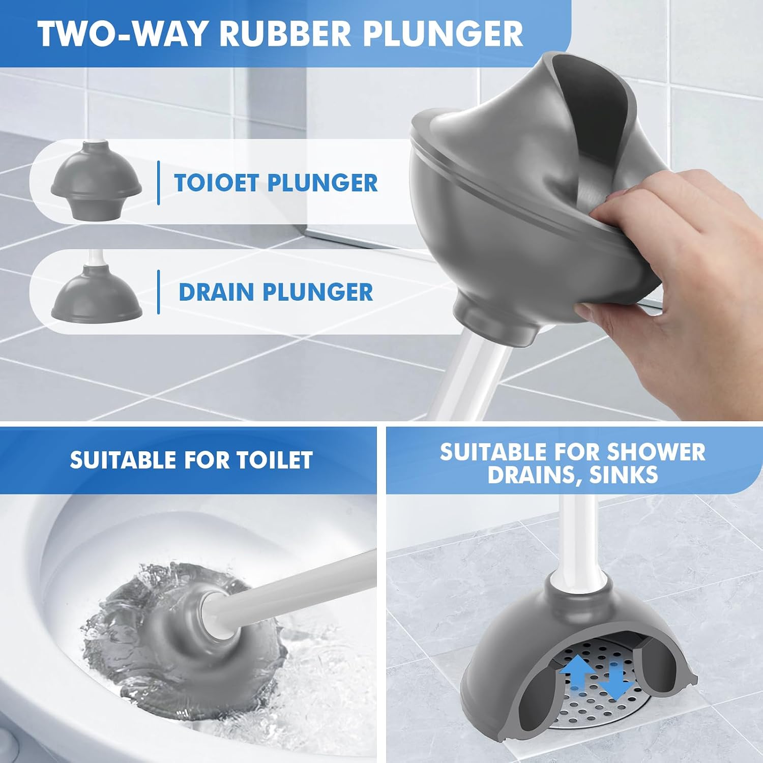 Detalle de LOVLOY LV-628-wh01 Toilet Plunger and Brush Set with Ventilated Holder