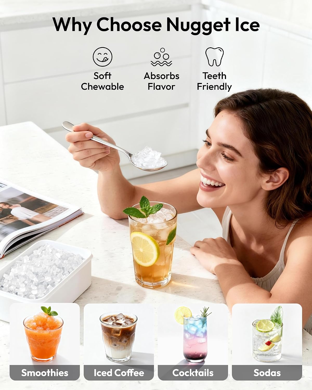 Thumbnail 3 de EUHOMY Nugget Ice Maker, 1.8 lb Basket
