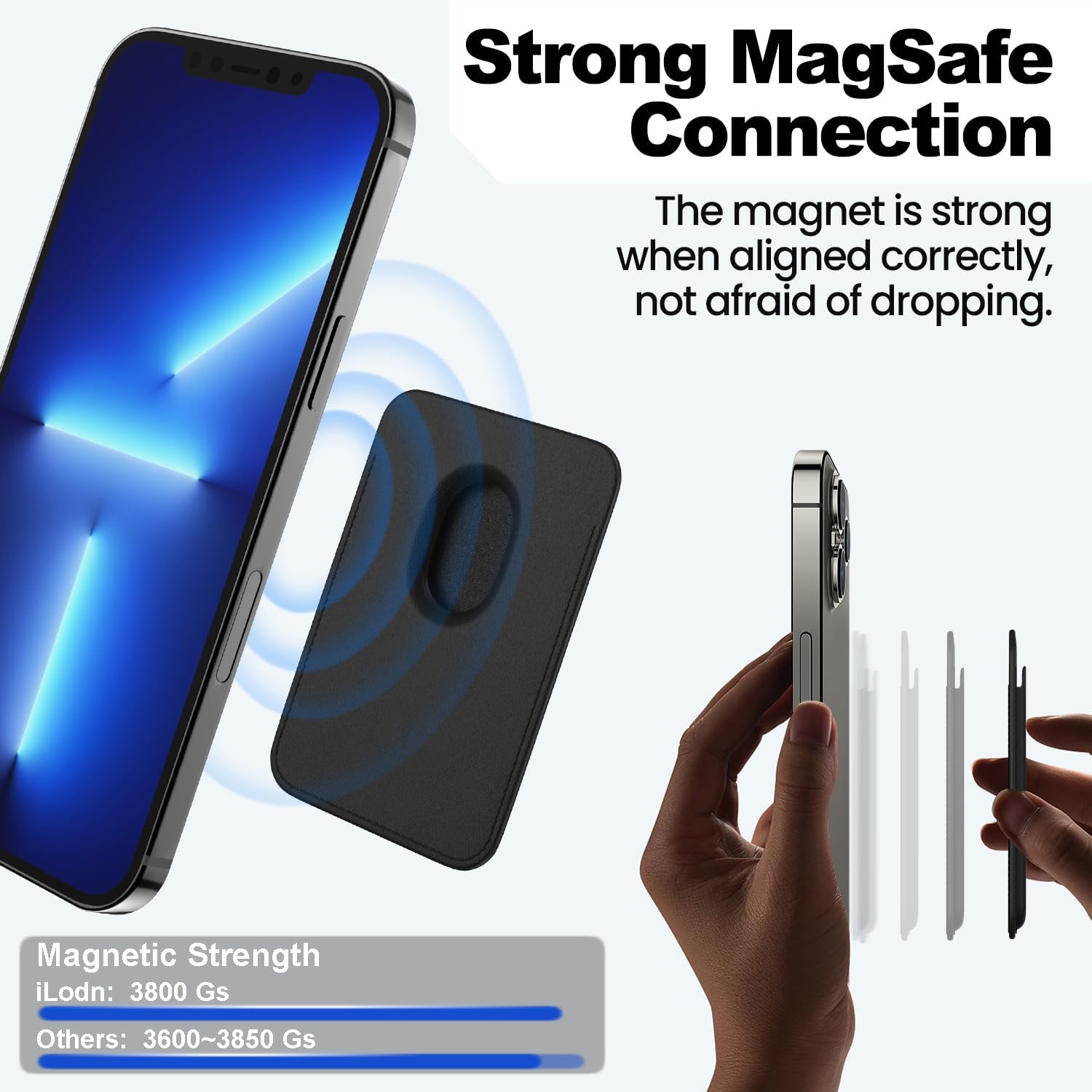 Detalle 2 de iLodn Magnetic Wallet for MagSafe, 3 cards