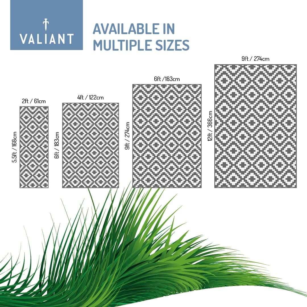 Detalle de Valiant Outdoor XL Waterproof Rug for Garden, Patio and Decking - Geometric Grey (3.6m x 2.7m)