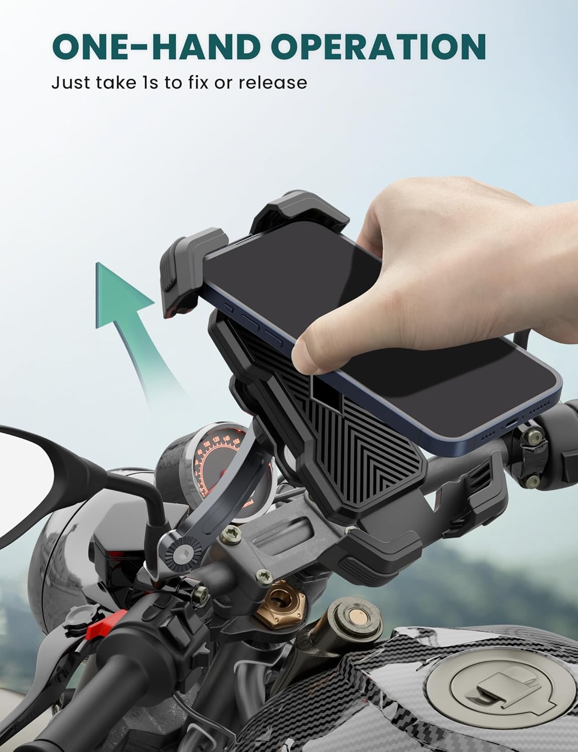 Thumbnail 4 de GREFAY Motorcycle Phone Holder with Dual Anti-Vibration and 360° Rotation