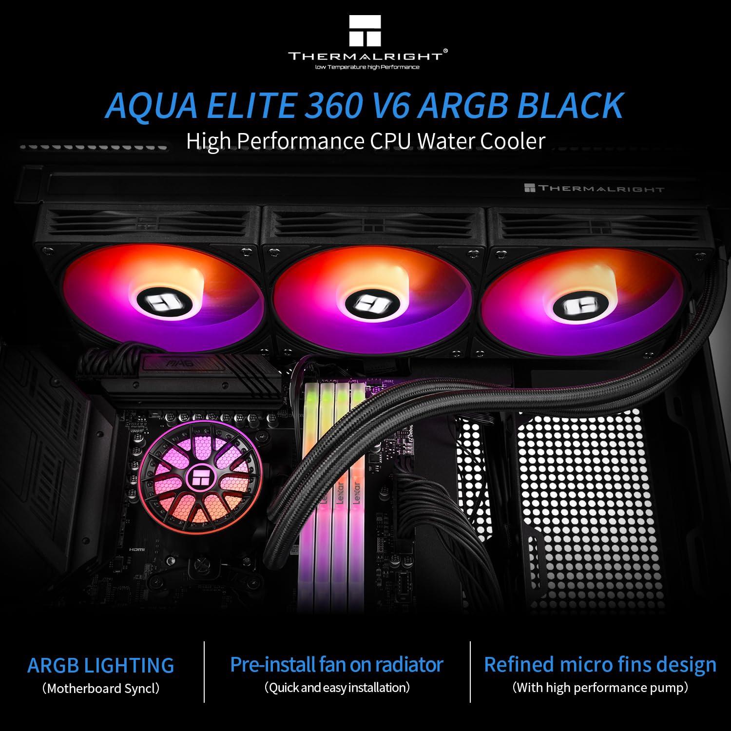 Thumbnail 1 de TR-AQUA ELITE 360 V6 ARGB Black-CPU Liquid Cooler