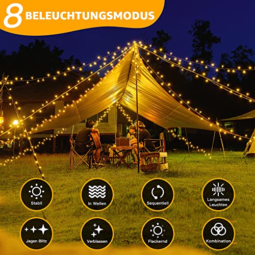 Detalle 2 de Ollny Außen-Lichterkette 40/80 m – 400 LED, IP44, dimmbar, 8 Modi, Timer