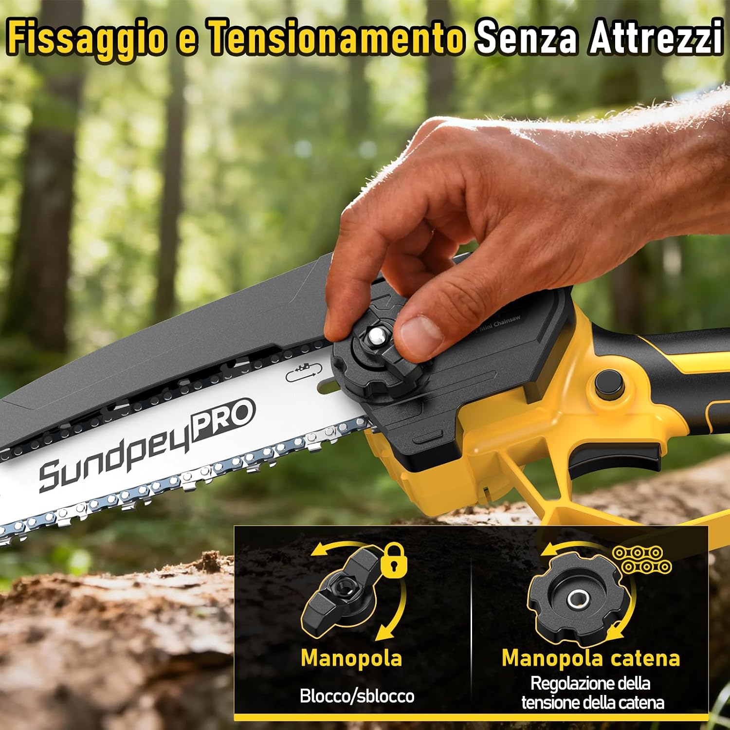 Thumbnail 6 de Mini Motosega a Batteria 8000mAh 8/6 Pollici Brushless – Versatile ed Leggera per Potatura, Taglio Legno e Fai da te
