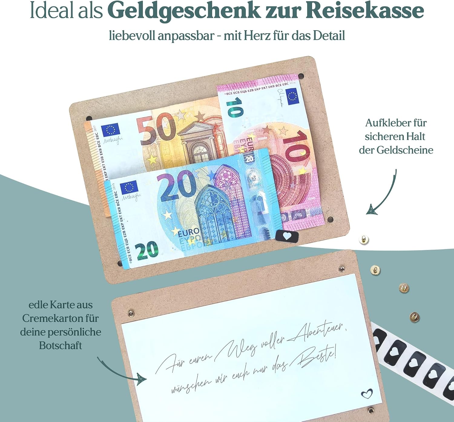 Detalle 2 de XL Geldgeschenk aus Holz 20x15 cm