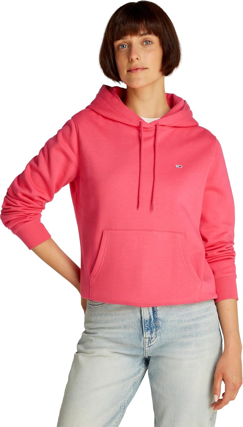 Detalle de Tommy Jeans Donna Felpa con Cappuccio Flag Regular Fit