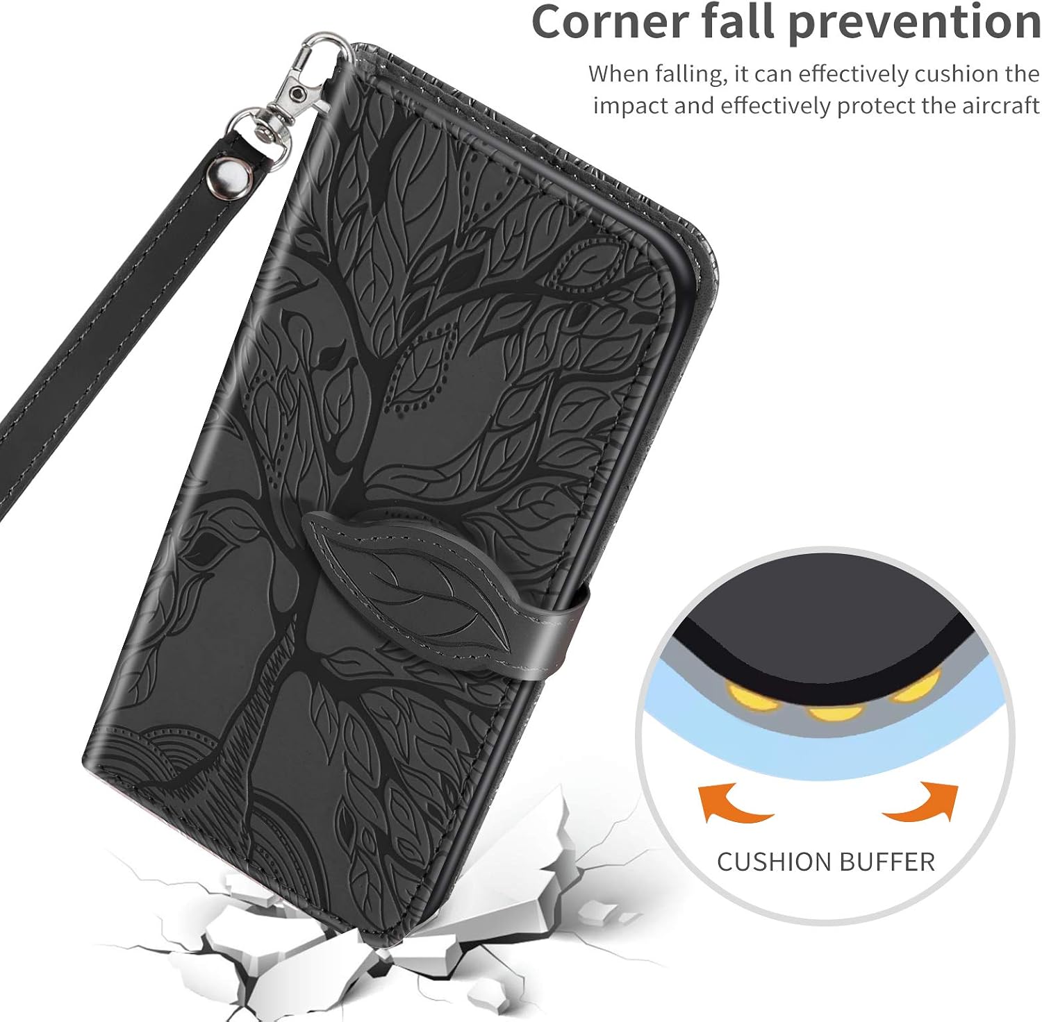 Thumbnail 6 de Rostsant Flip Case für Xiaomi 14T Pro – Geprägtes PU-Leder Brieftasche mit Standfunktion in Schwarz
