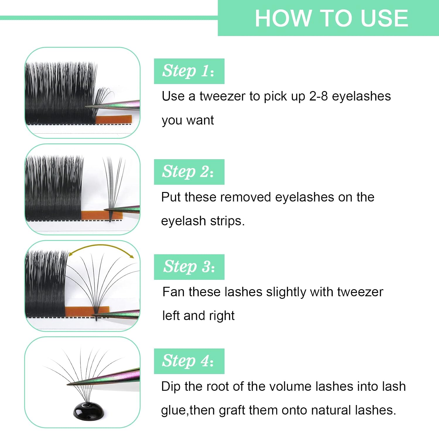 Detalle de Easy Fan Lashes D-0.05-9 Selbstfächernde Wimpern für Volumentechnik