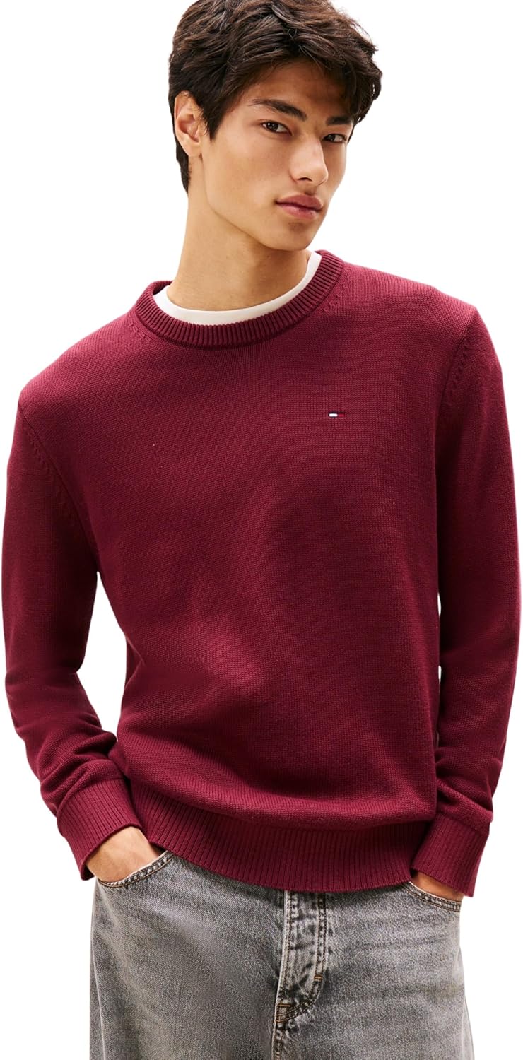 Detalle de Tommy Jeans Uomo Pullover Sweater Slim Fit in cotone a girocollo
