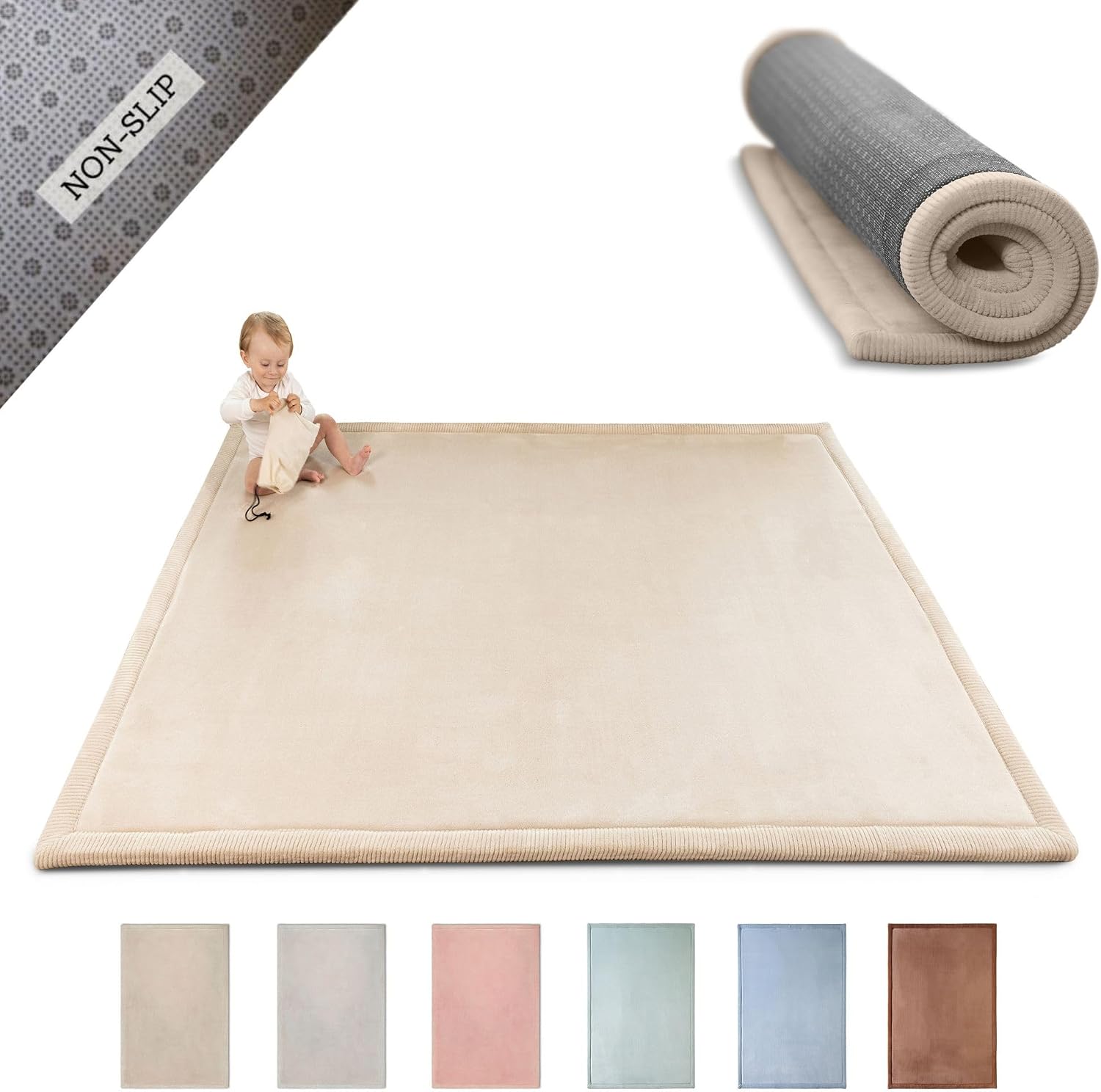 Detalle de Premium Coral Velvet Play Mat 200x150cm