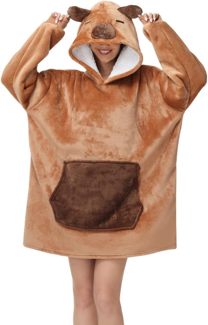 Thumbnail 6 de chuangminghangqi Unisex Kuscheldecke als Hoodie mit Ärmeln und Kapuze – große Tier-Optik für Winter & Sofa