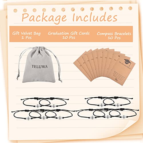 Detalle de YELUWA 10 Pcs Regalos de Graduación con Pulsera Brújula Ajustable – Pack para Él/Ella (2026)