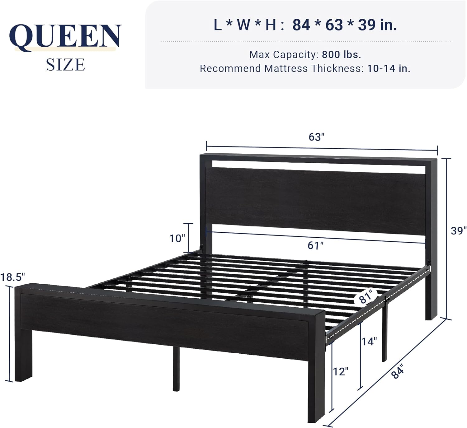 Detalle 2 de Allewie Queen Bed Frame, Black Oak