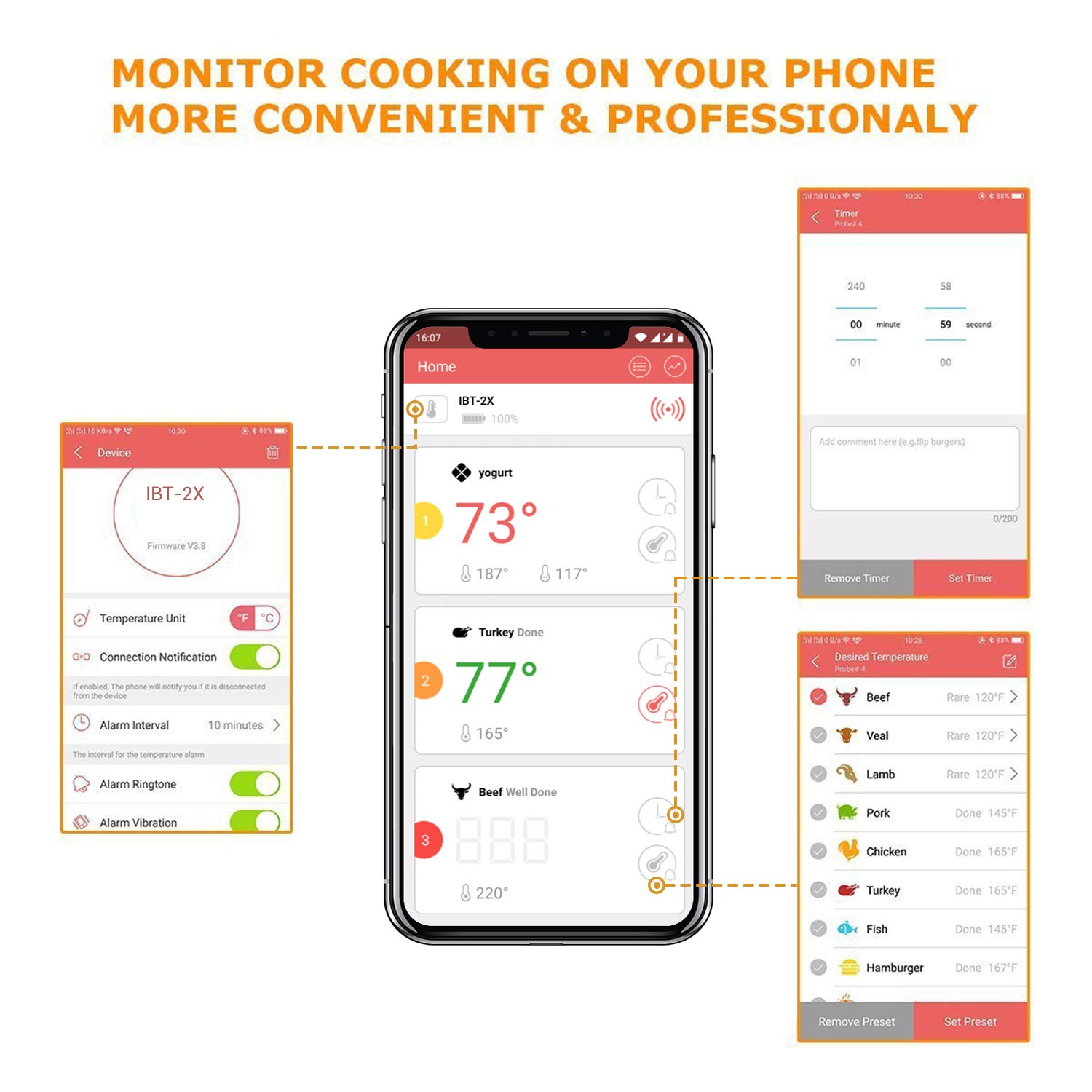 Thumbnail 5 de INKBIRD IBT-2X: Termometro Barbecue Bluetooth con 2 Sonde e Timer Digitale