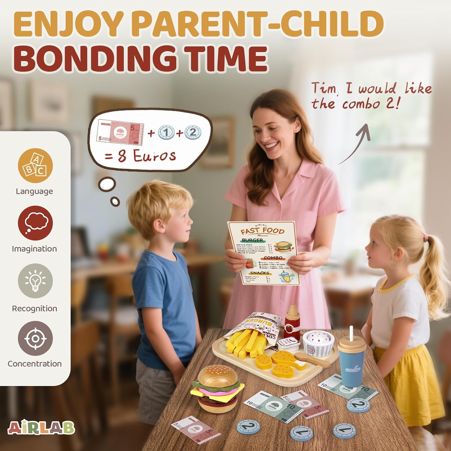 Thumbnail 6 de Wooden Play Food Pretend Play Set for Toddlers