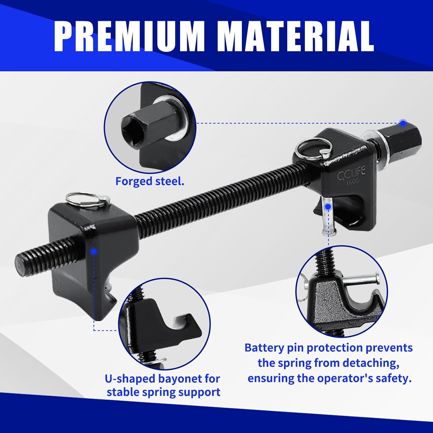 Detalle 2 de CCLIFE 1605 professionele veerspannerset, 2 stuks, spanbereik tot 300 mm