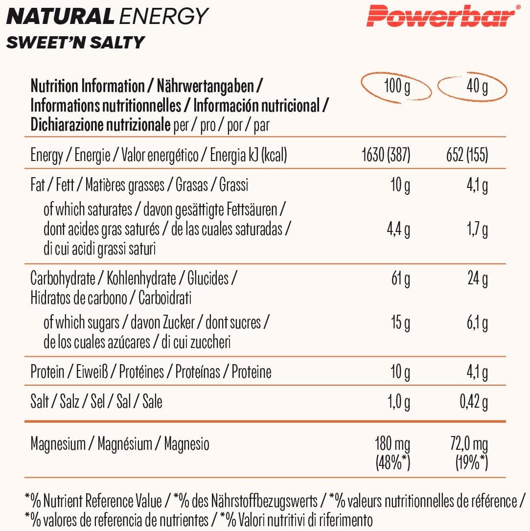 Detalle 2 de Powerbar Natural Energy Cereal Sweet’n Salty 18x40g 🍫