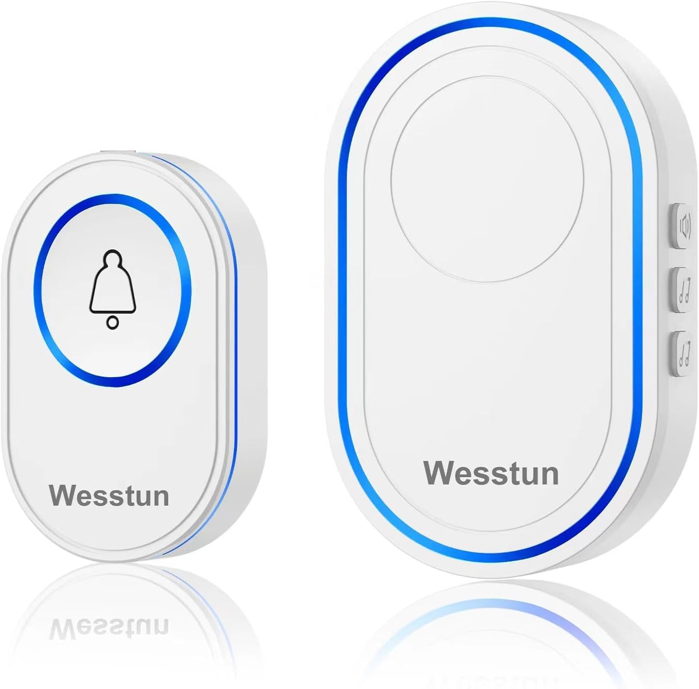 Wesstun Wireless Doorbell (Waterproof) with 39 chimes and 5-volume levels, White