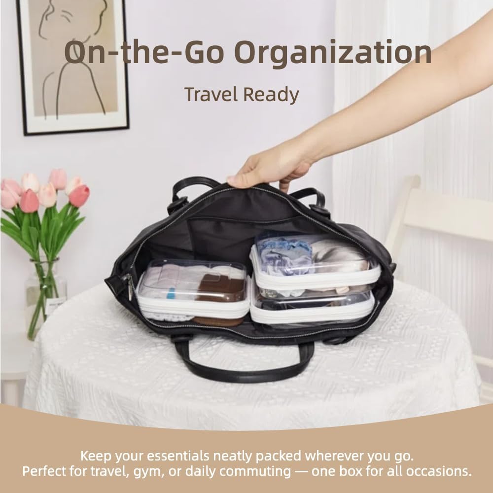 Thumbnail 2 de WELPIRT 3-Pack Medium Clear Hard Shell Zipper Pouches (7.8×6.3 in) for Purse & Diaper Bag Organization