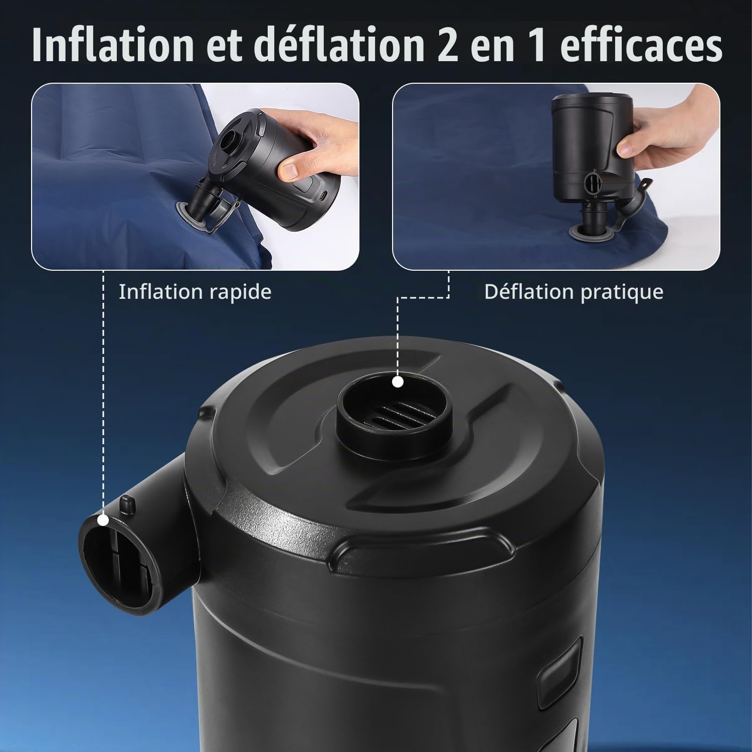 Detalle 2 de Azyvum Pompe à air électrique draadloze luchtpomp, 5200 mAh en 3 mondstukken