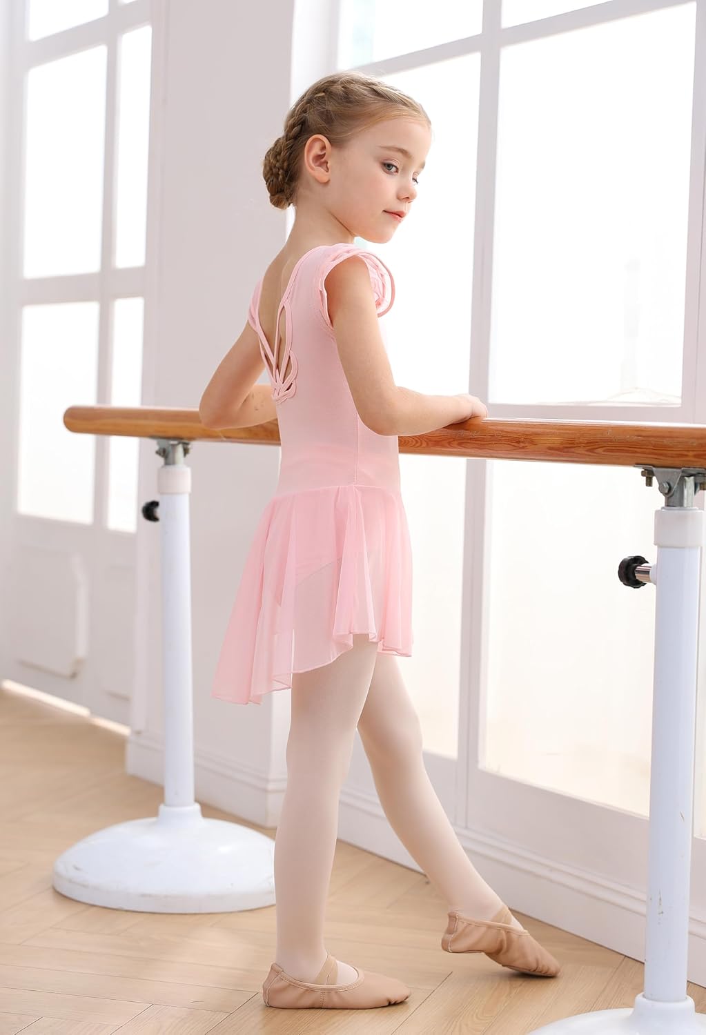 Detalle de MdnMd Girls' Ballet Leotard Dress, Cotton Blend