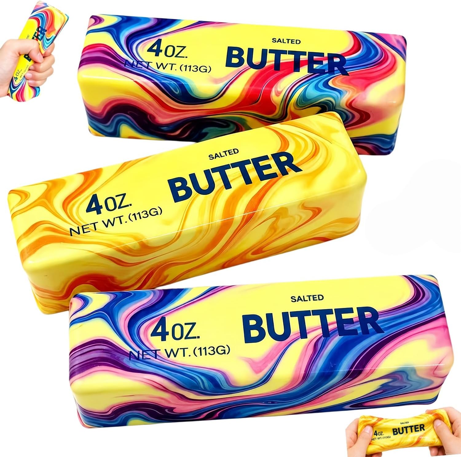Detalle de 3PCS Butter Squishy Stress Toy — Soft Gel Fidget Set for Anxiety Relief and Focus