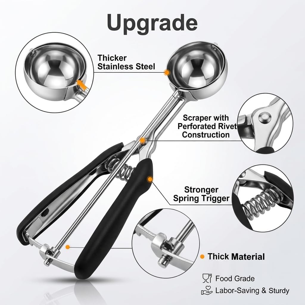 Thumbnail 6 de Cookie Scoop Set, 3Pcs: Ice Cream Scoops with Trigger Release (18/8 Stainless, Non-Slip Grip)
