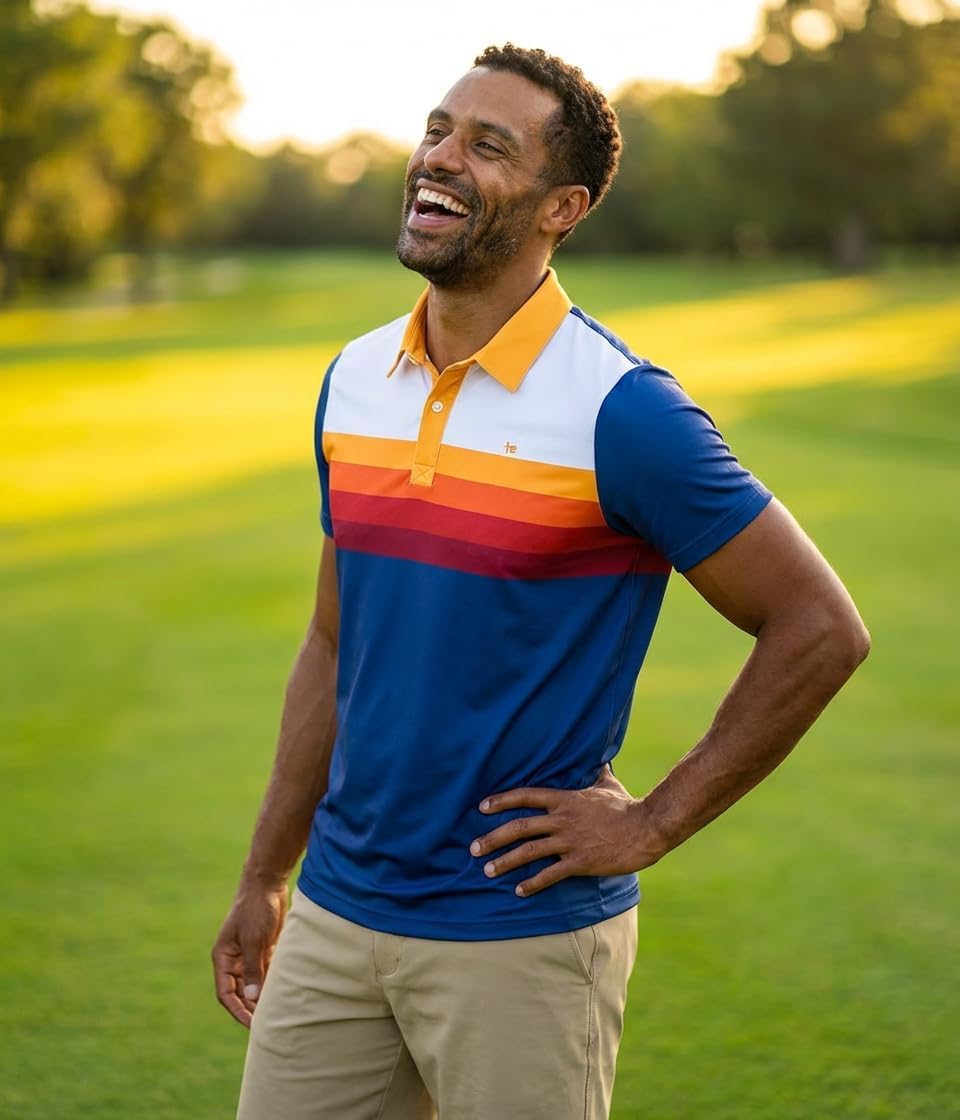 Thumbnail 1 de Tipsy Elves Men's Performance Golf Shirt – 4-Way Stretch, Quick Dry, Athletic Cut