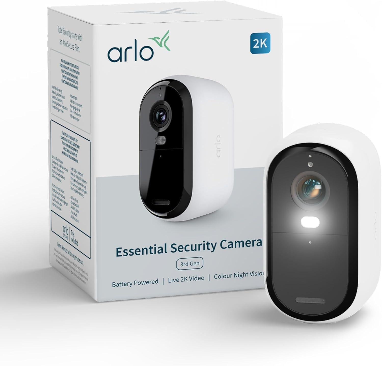 Detalle de Arlo 06-UW49-7LWF Essential 3 Outdoor 2K – utomhuskamera med färgnattseende