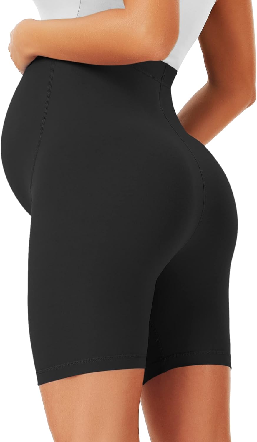 Thumbnail 2 de VALANDY Creamlush maternity over-the-belly biker shorts (S–XL) for lounging, yoga and everyday errands