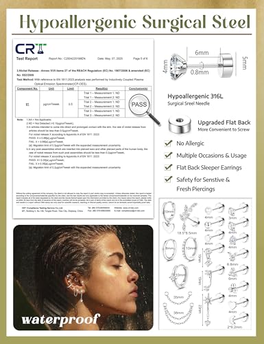 Thumbnail 4 de CASSIECA 21Pcs Helix-/Tragus-Piercing Set – Ohrschmuck aus chirurgischem Stahl mit 18K-Goldbeschichtung