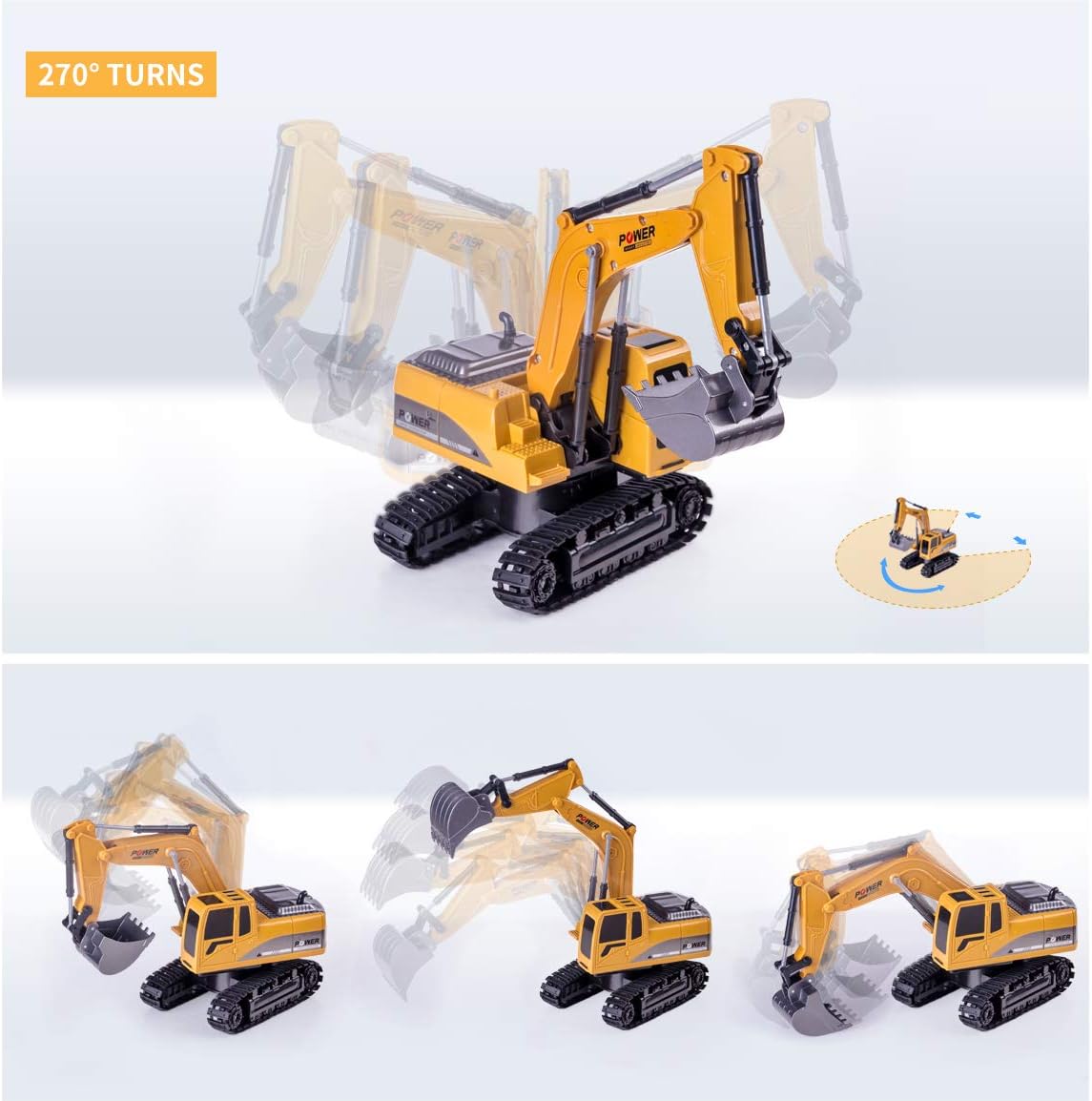 Detalle de Highttoy HH206YE zdalnie sterowana koparka RC 1:24, 6 kanałów, LED i dźwięk