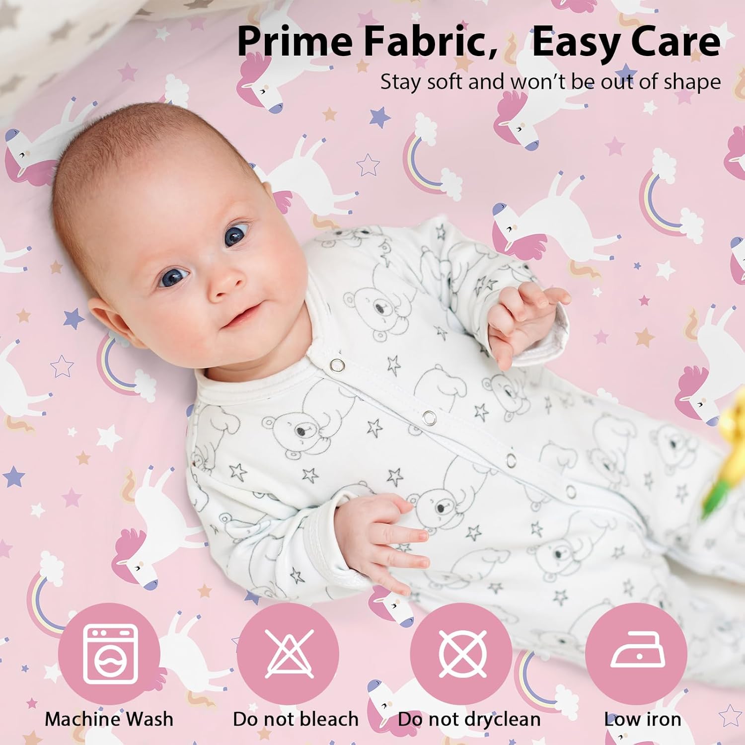 Thumbnail 6 de FIEMOL Baby Spannbettlaken Beistellbett 55x90 cm – 3er-Pack Mikrofaser, ultrasanft & seidigglatt, lila Regenbogen