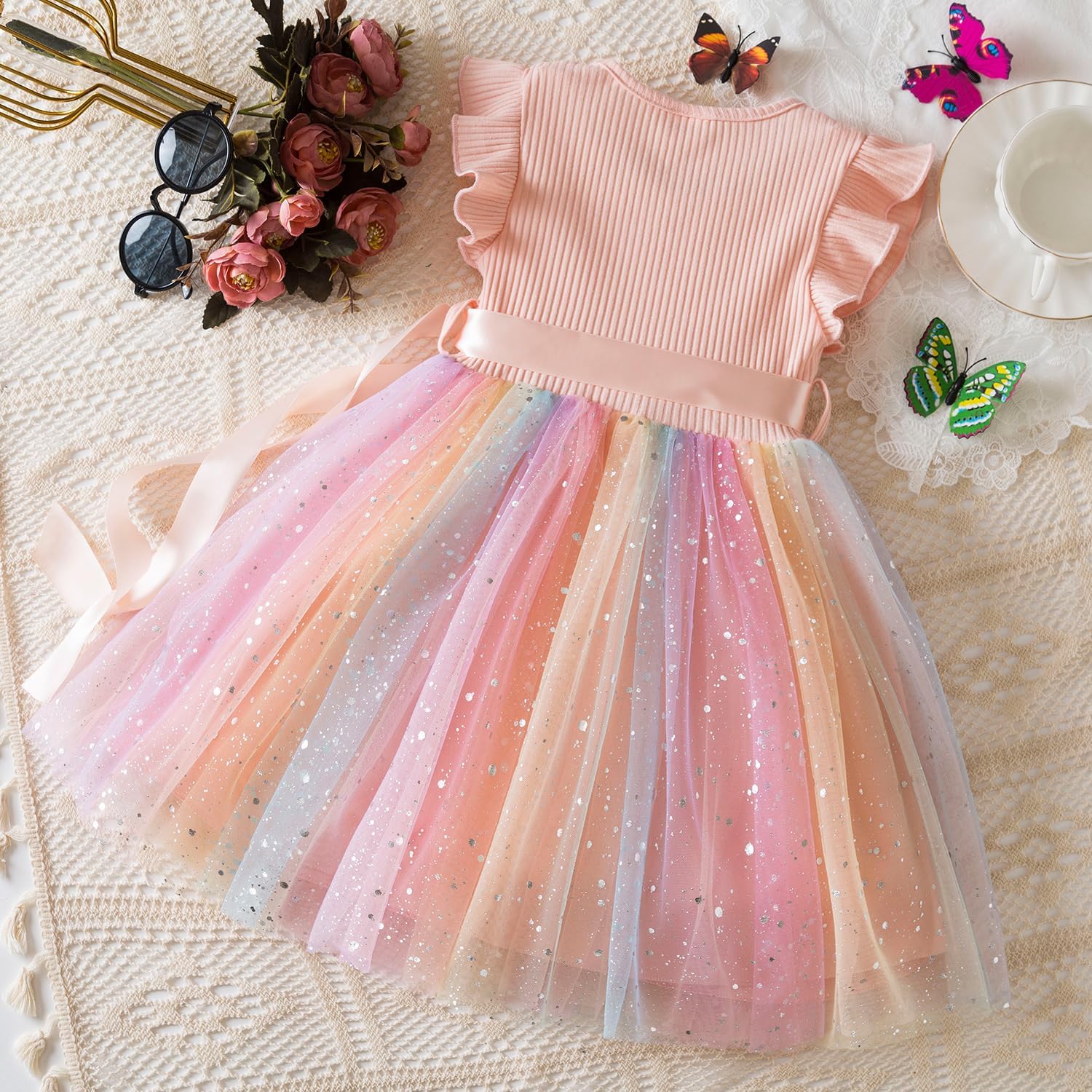 Thumbnail 2 de NNJXD Baby Girl Flower Embroidery Tulle Dress – Elegant Toddler Party Dress