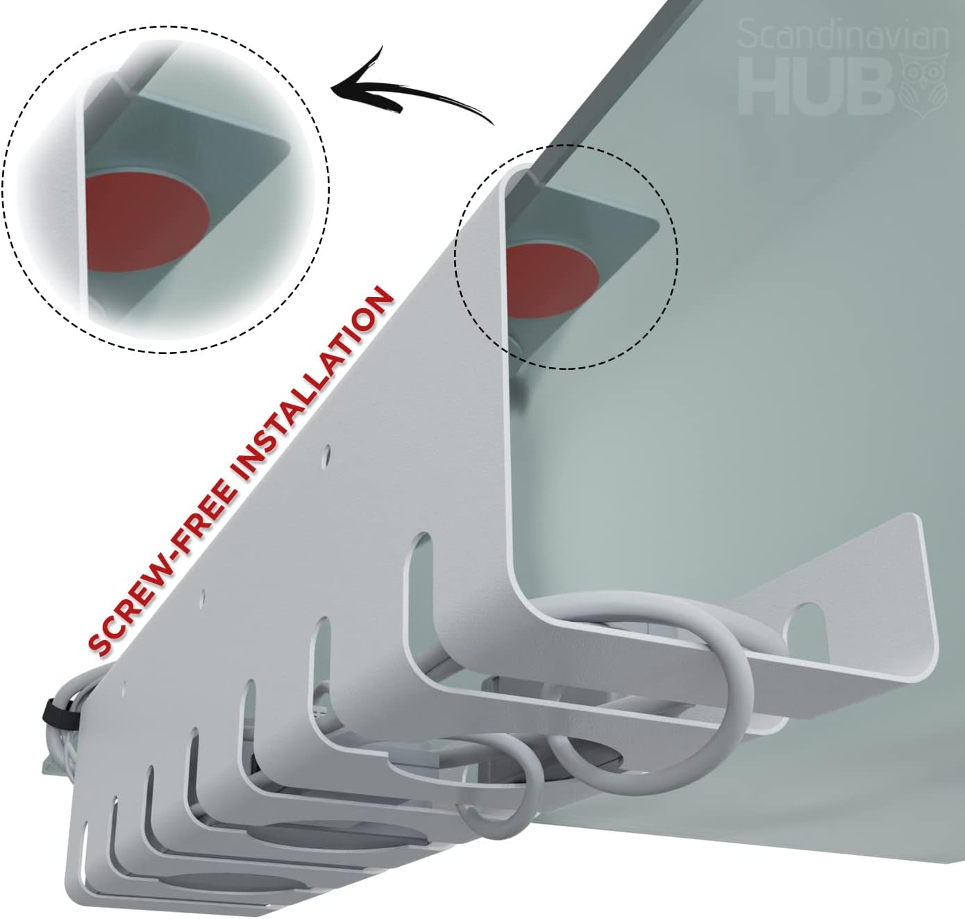 Detalle 2 de Scandinavian Hub 8A-CKRK-WJYD Under-Desk Cable Trays, Set of 2, White Metal