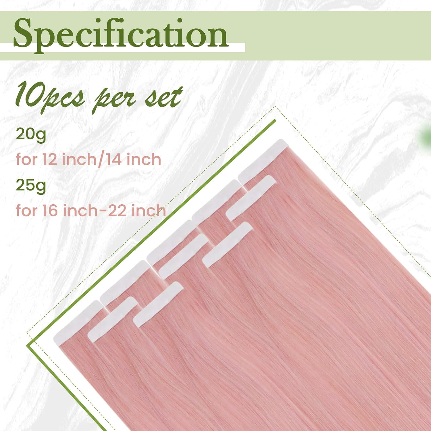 Detalle de RUNATURE Extension Biadesive Capelli Veri Rosa 35 cm – 10 pezzi Remy, Colore Pink