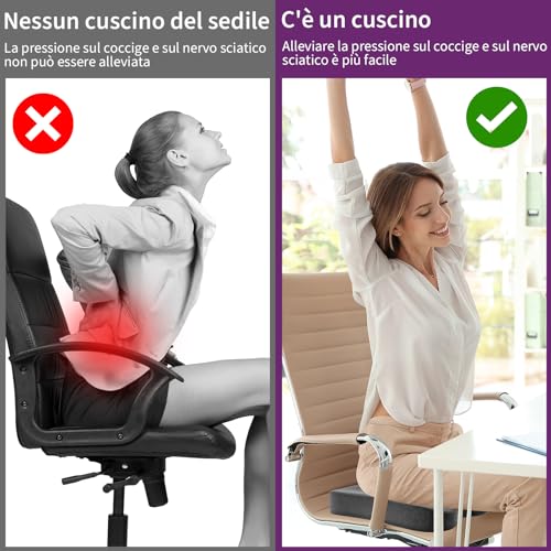 Thumbnail 2 de Radikor Cuscino ergonomico per sedia in memory foam, nero, con base antiscivolo