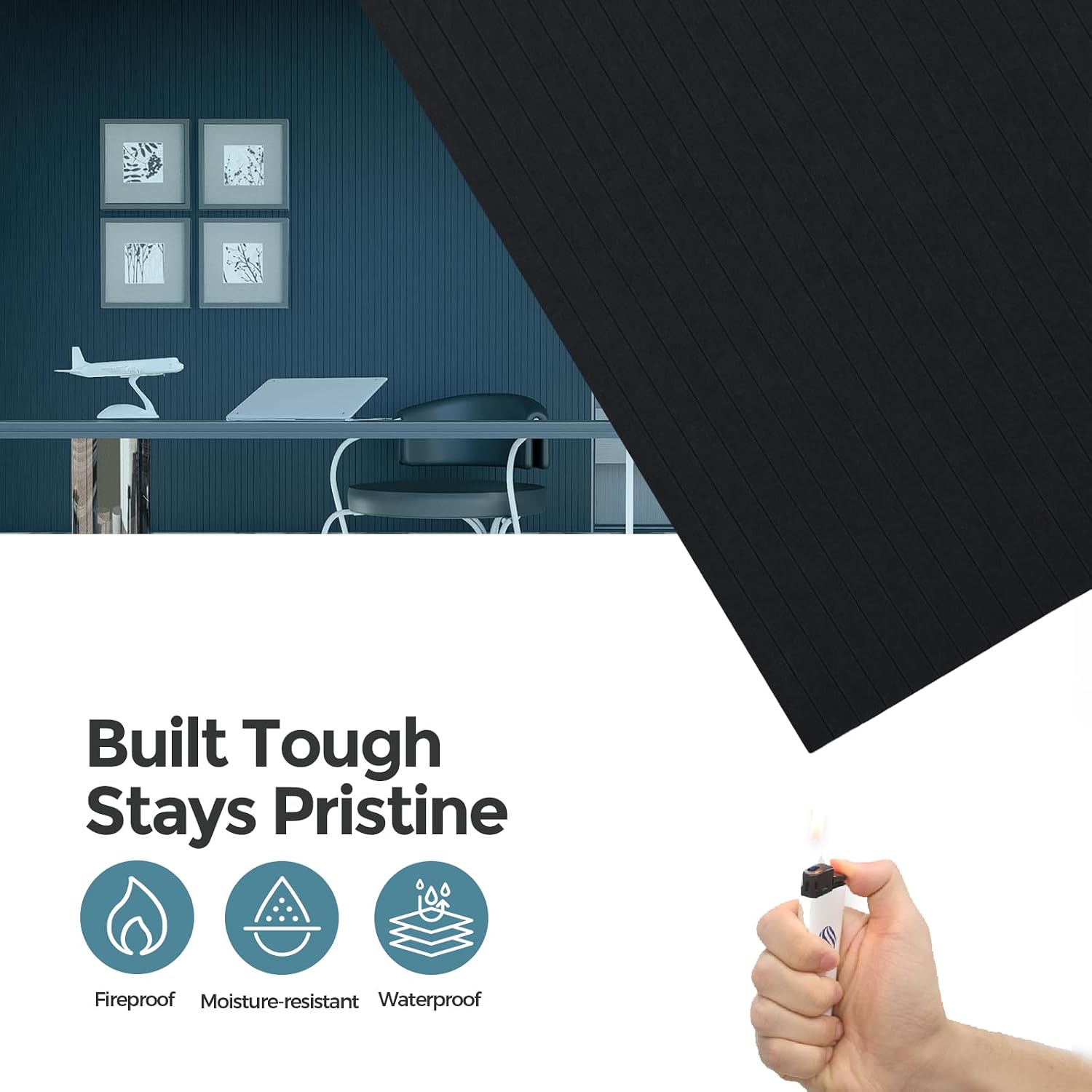 Detalle 1 de AKUMAX AM -PET02 Acoustic Wall Panels, 4-Pack, Black and White, 32 sq ft