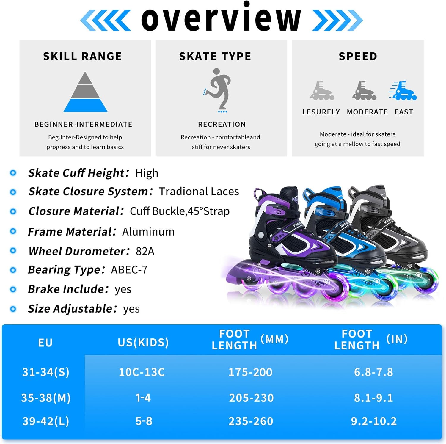 Thumbnail 6 de MammyGol Adjustable Inline Skates for Kids (Ages 4–16) with Light-Up Wheels