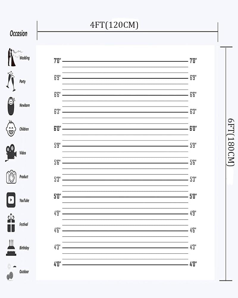 Detalle 2 de Haosphoto Mugshot Backdrop for Photography 4X6FT – Police Lineup Style Background