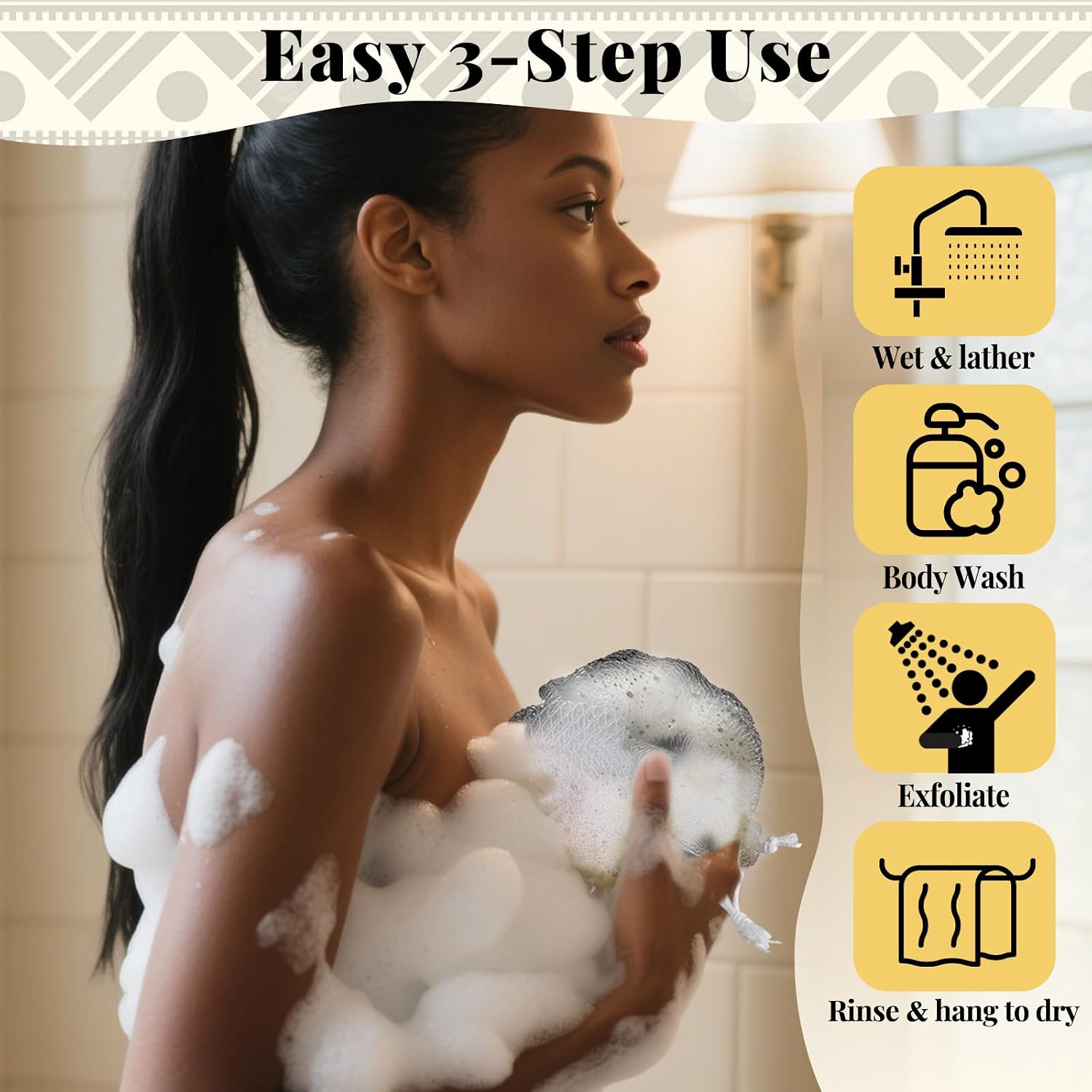 Thumbnail 4 de Zeefpod African Net Sponge, 4-Pack, 42-Inch Nylon Body Exfoliators
