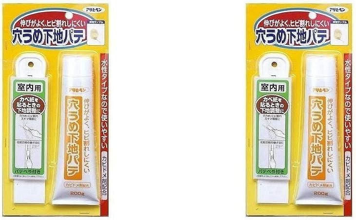 Detalle de アサヒペン 壁紙用 穴うめ下地パテ No.734 200g ヘラ付き・水性タイプ・防カビ剤配合