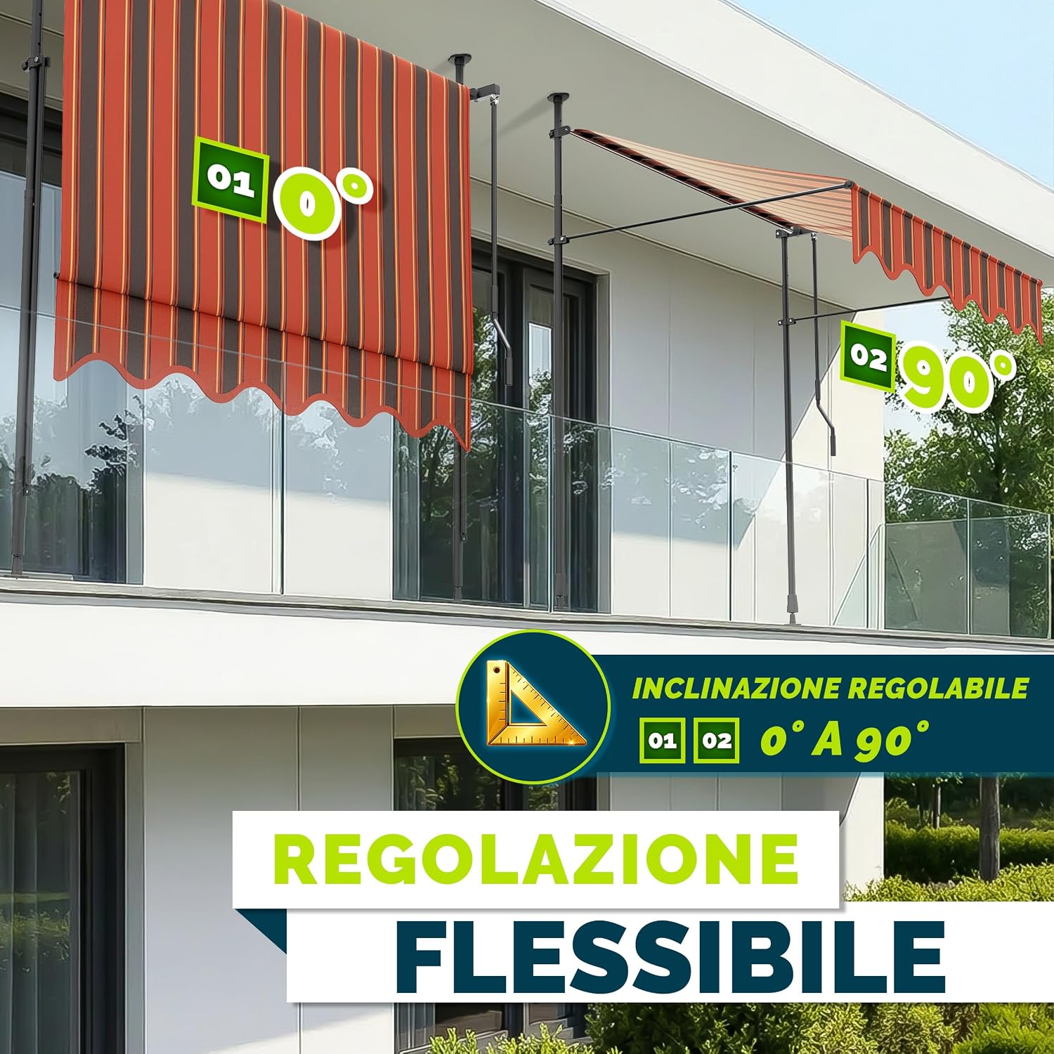Detalle de Tillvex Tenda da Sole a Bracci con Manovella: protezione solare esterna facile da montare, regolabile e resistente