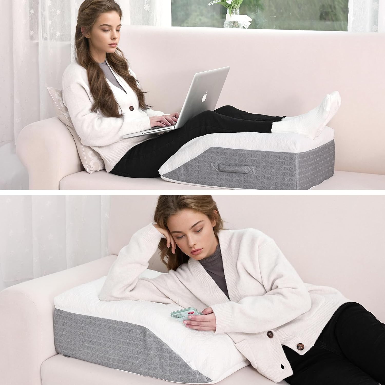 Detalle de baibu Leg Elevation Pillow with dual-layer memory foam and removable washable cover