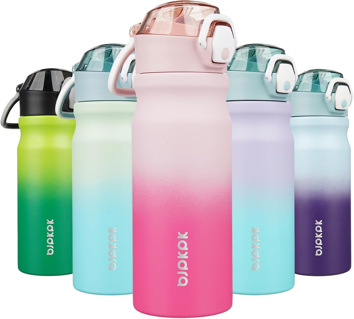 Detalle de BJPKPK 18oz Insulated Stainless Steel Water Bottle with Straw, Double-Wall Vacuum Insulation & Leak-Proof Lockable Flip Lid (BPA-Free)