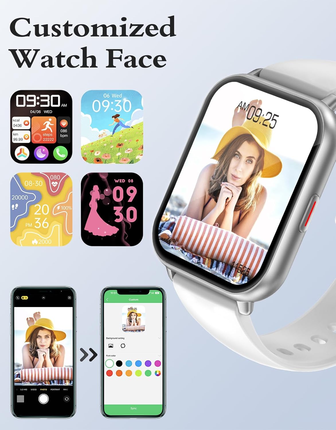Detalle 2 de RUIMEN Smart Watch with 1.85-Inch HD Screen and Bluetooth Calling