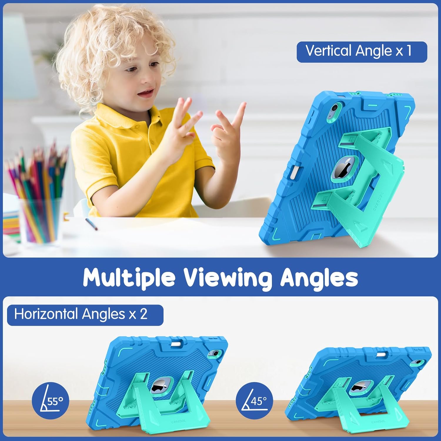 Detalle 2 de FINTIE Kids Case for iPad (A16) 11th Gen 11-Inch / iPad 10th Gen 10.9-Inch Rugged Case with Built-In Stand (Blue)
