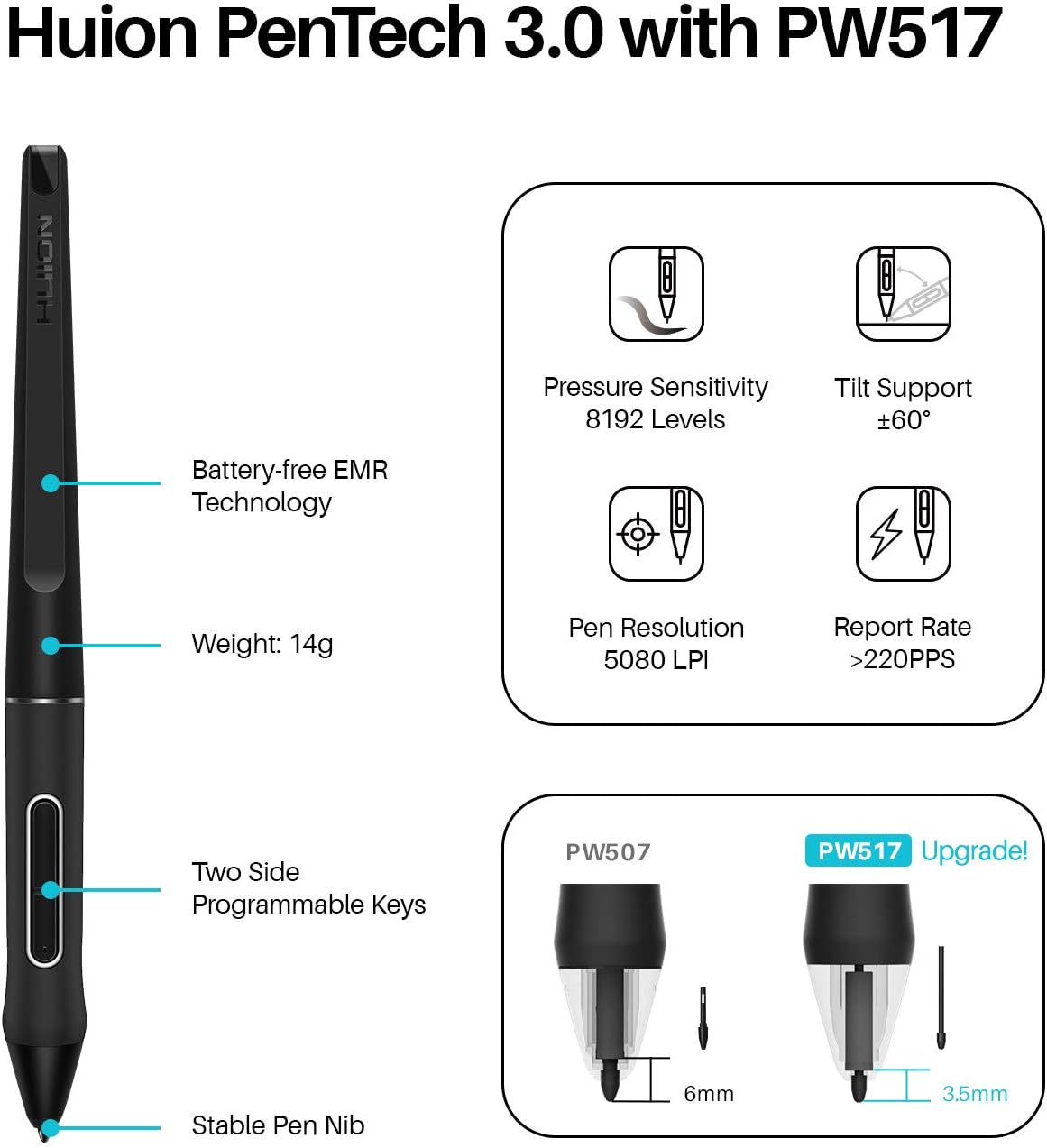 Thumbnail 2 de HUION KAMVAS 22 Graphic Drawing Tablet (21.5-inch) with PW517 battery-free stylus