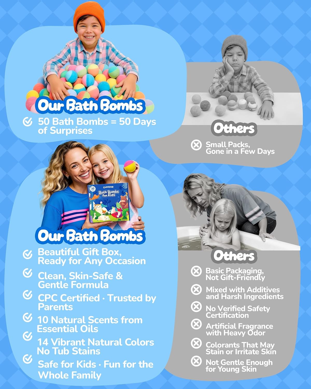 Thumbnail 3 de CLOUQUAR MS1034-50 Kids Bath Bombs, 50-Pack with Surprise Toys