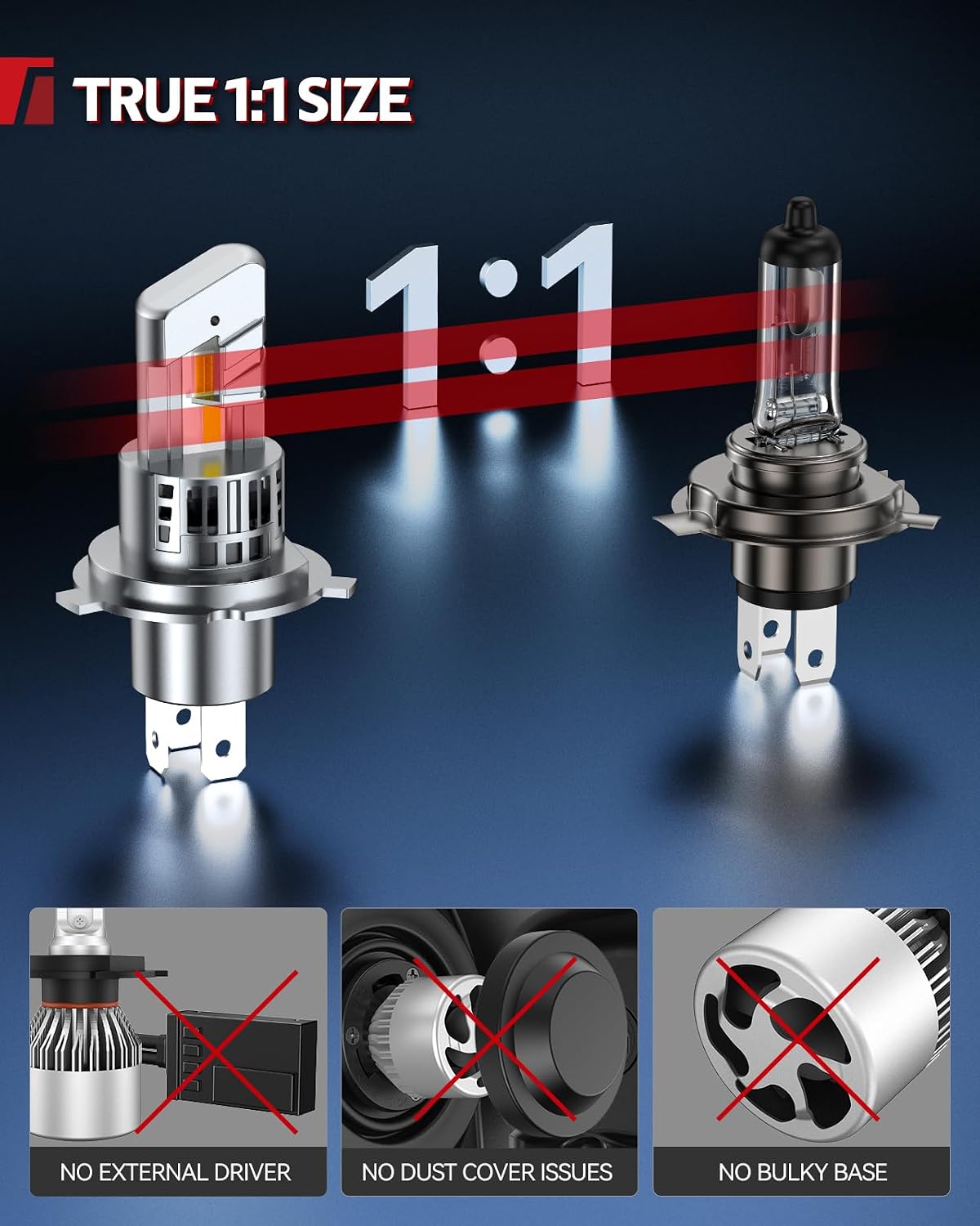 Detalle 2 de Torchbeam H4 LED 30000LM 100W fendinebbia 6500K